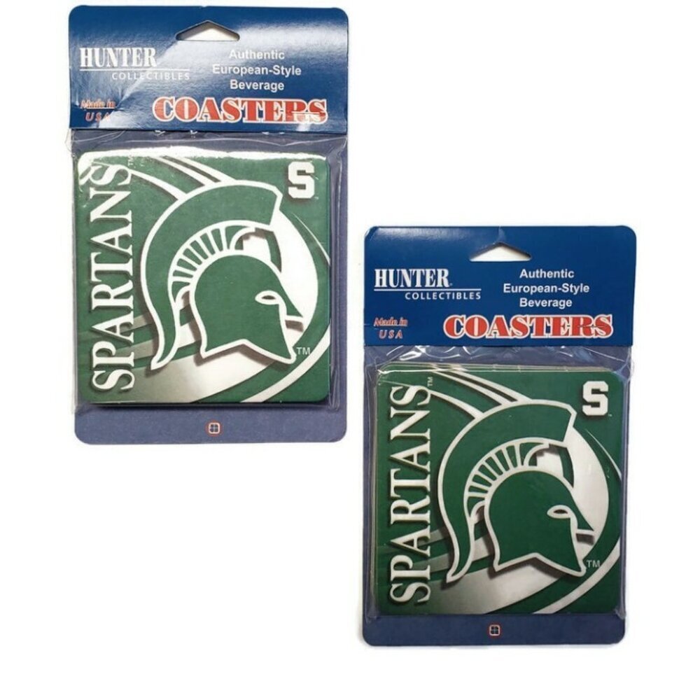 Michigan State Spartans Lot of 2 Packs Beverage Coasters Parties Tailgates Dorms